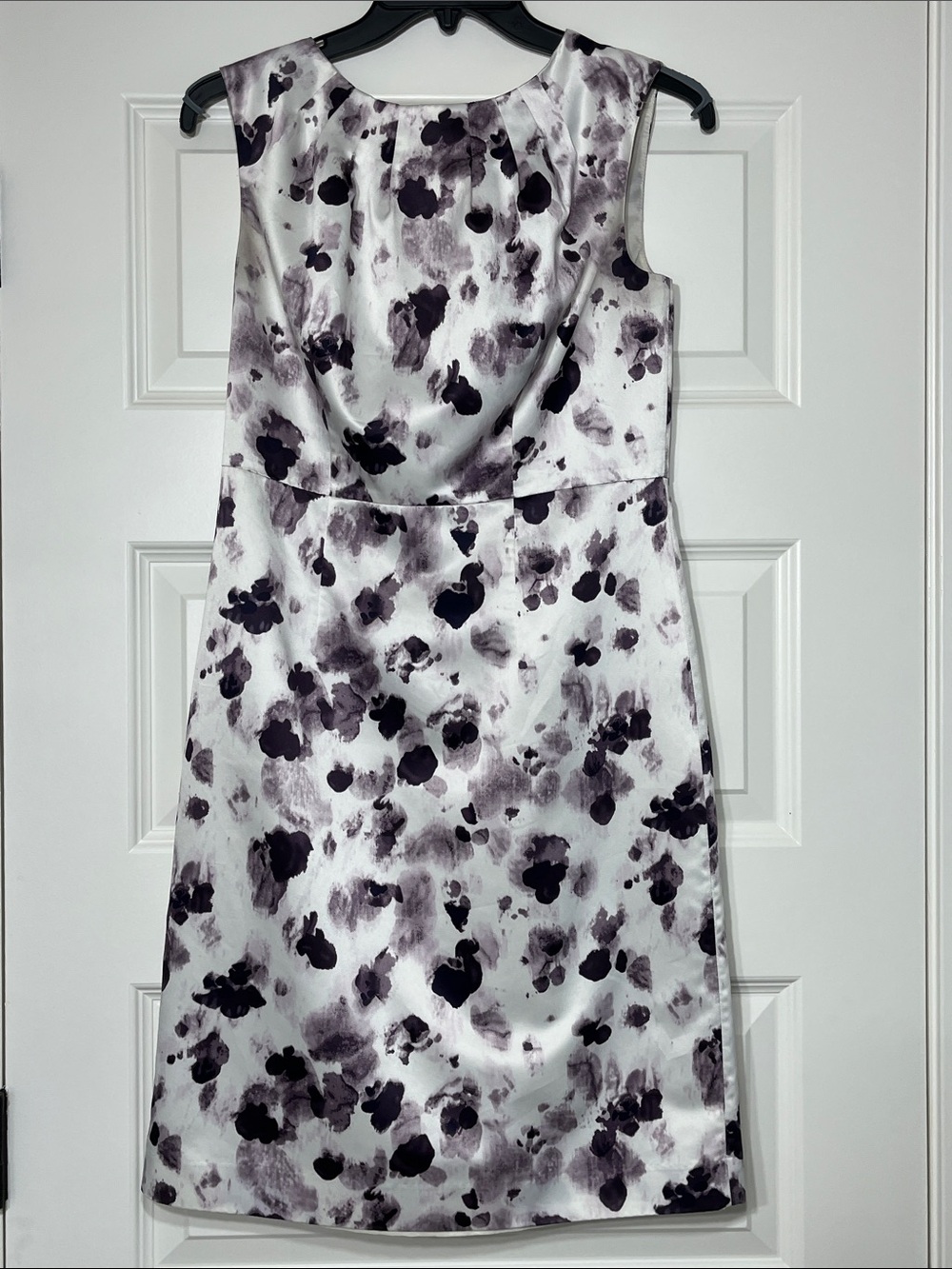 Ann Taylor Floral Sheath Dress Size 4 Ivory Gray Sleeveless Career Lined